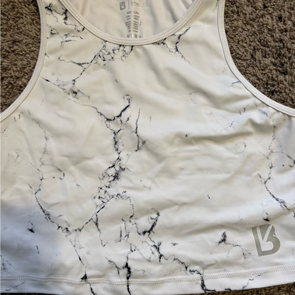 BuffBunny White Marble Crop Top